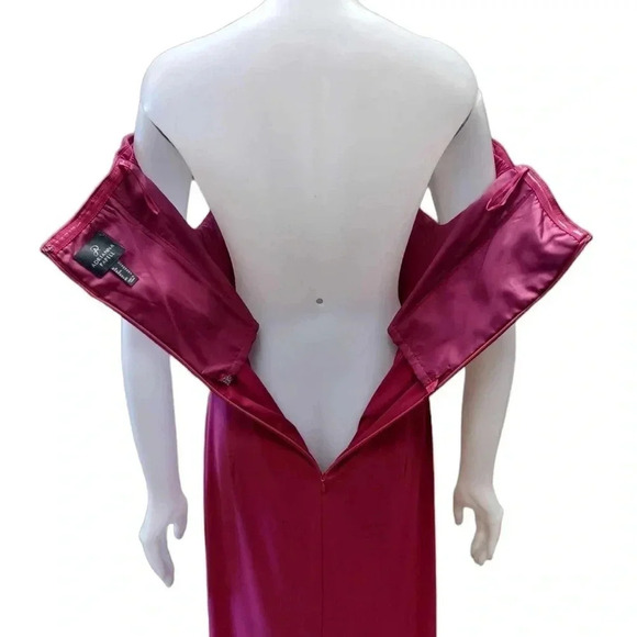 Adrianna Papell Off the Shoulder Mermaid Maxi Dress Bright Syrah  Size 12 - Picture 9 of 14
